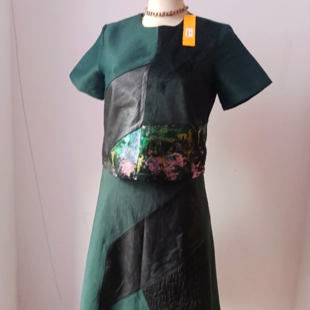 GREEN MULTICOLOR 2 PIECE SKIRT  SET